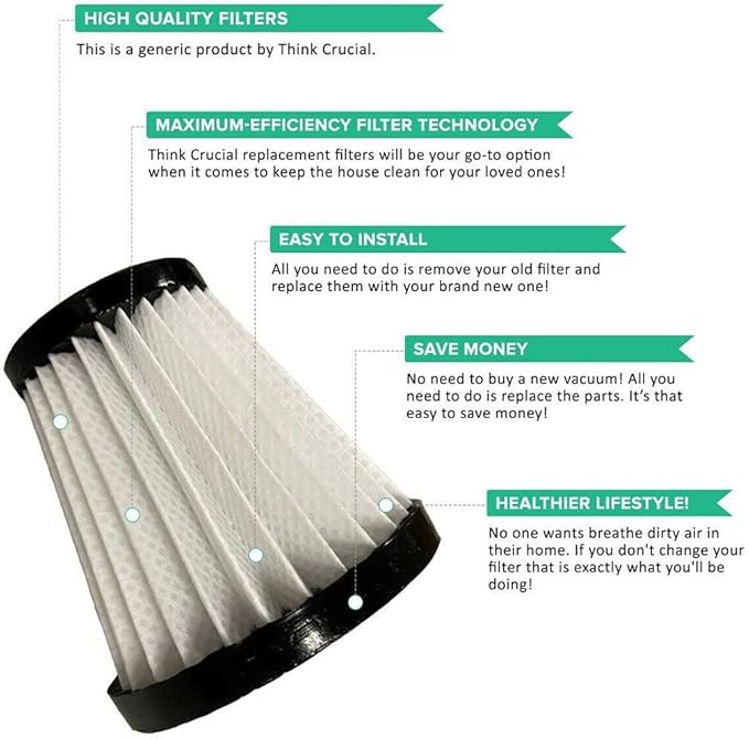 Replacement, Handheld Vacuum Cleaner Filter, Compatible with Dirt Devil Scorpion SD20005RED, SD30025B, BD22025 Style F117, AD40117, White(2Pack)