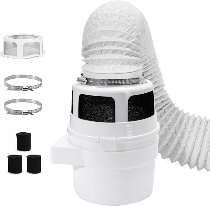 Upgraded Version - VIWINVELA 3 in 1 Indoor Dryer Vent Kit with White Dryer Vent Hose - Dryer Lint Catcher Water Filter Bucket - Dryer Lint Trap for Electric Dryer