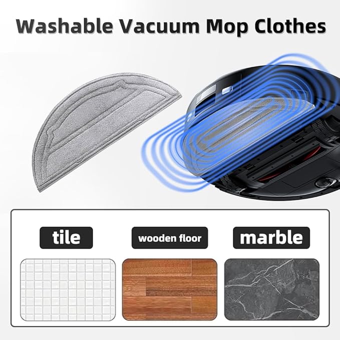 24Pcs Q10 S5+ Accessories Kit Replacement Compatible with Roborock Q10 S5+ /Q10 S5/Q10 x5 /Q10 x5+ Robot Vacuum,2 Main Brush,4 Mop Cloth Pads,6 Side Brushes,4 HEPA Filters,6 Dust Bag,1 Cleaning Tool