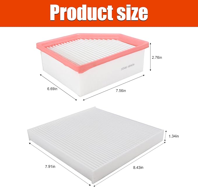 16546-6RA0A Engine Air Filter & 27277-6RC0A Cabin Air Filter Combo Set Compatible with Nissan Vehicle Rogue 2021 2022 2023 2.5L 1.5L Replace OE 165466RA0A 272776RC0A