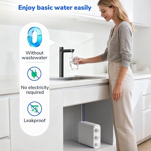 Ecoviva UF 800G 0.01μm Ultra-Filtration Under Sink Water Filter NSF 42/61/372 Standards Tankless Ultra Compact Design, No Electricity & Wastewater, Preserve Beneficial Minerals No TDS Reduction