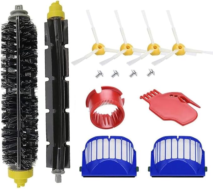 Replacement Parts Kit for irobot Roomba 600 Series 694 676 675 692 695 677 671 690 680 660 650 620 614 610 600 & 500 Series 595 585 564 Vacuum Robot, 1 Set Main Brush, 2 Filter, 4 Side Brushes