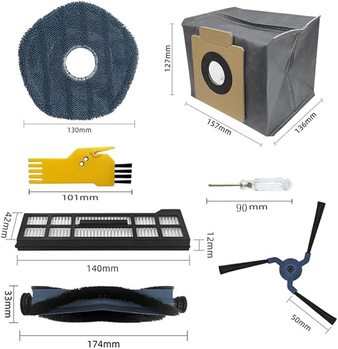 Replacement Parts for eufy X10 Pro Omni Robot Vacuum Cleaner Accessories Kit 24 Packs 2 Main Brush, 4 Filters, 6 Side Brushes, 6 Mop Cloths, 6 Dust Bags