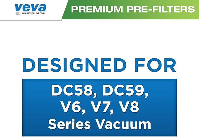 VEVA 6-Pack Premium Vacuum Pre-Filters Compatible with Dyson V6, V7, V8, DC58, DC59, DC61, DC62, Animal Models - Washable Pre Filter Replacements Part # 965661 - Perfect Fit, Air Purifiers
