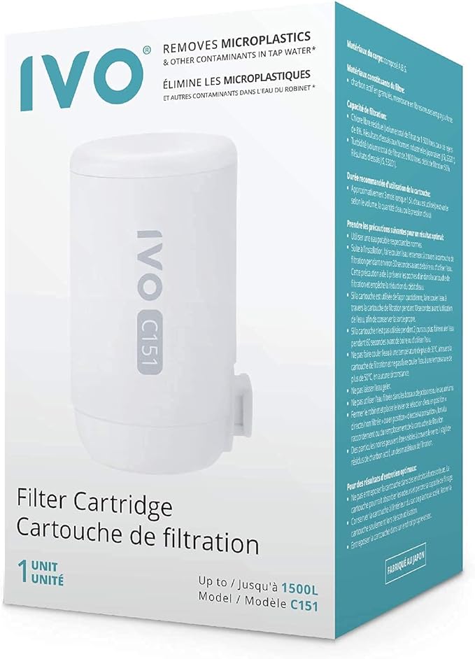IVO Replacement Water Filters (x1 lasts for 4 months) – 4-Stage Filtration with NSF-Approved Technology – Removes Contaminants down to 0.1 Micron, Retains Healthy Minerals