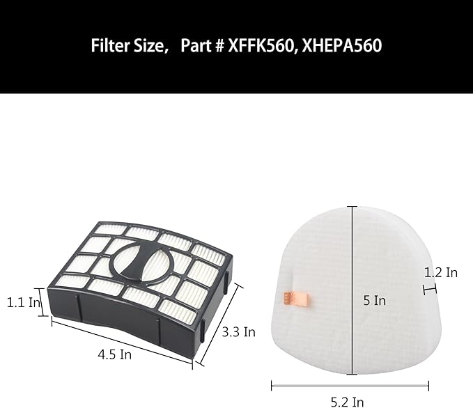 Replacement Filter Compatible with Shark UV725 UV725 26 Navigator Lift-Away Upright Vacuum Cleaner, Part # XFFK560,XHEPA560