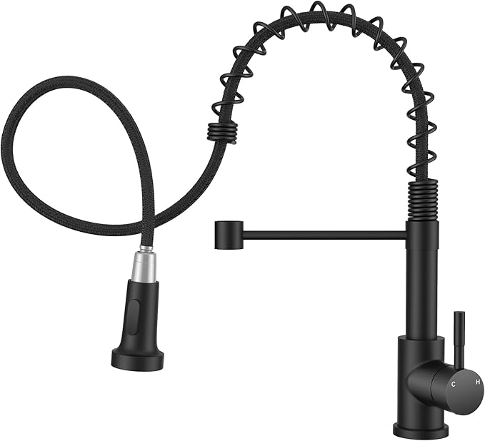 Kitchen Faucet with Pull Down Sprayer, High Arc Single Handle Kitchen Sink Faucet for Pot Filler, Single Hole Single Handle Stainless Steel Bar Sink Faucets