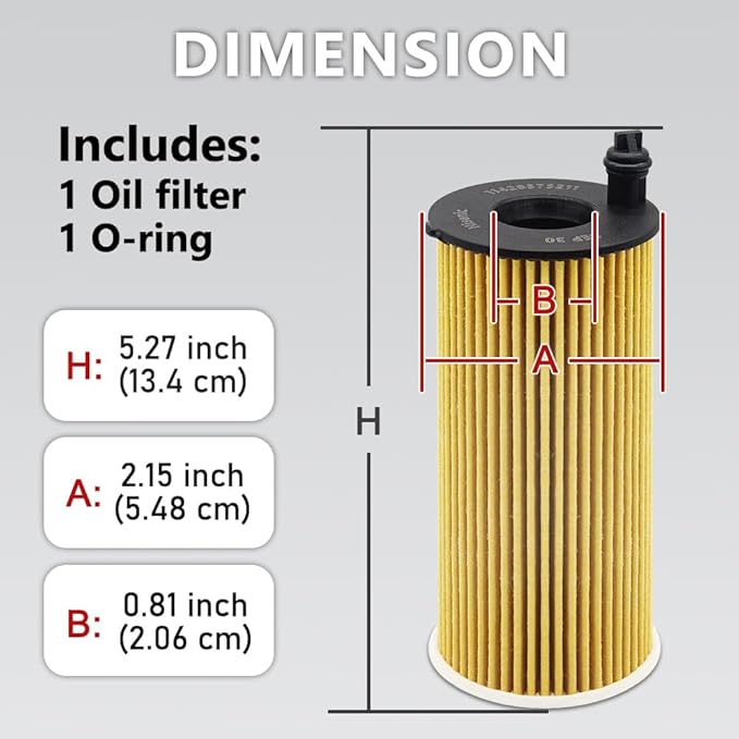 Oil Filter 2.0L Fits Select BMW 120i 220i 230i 318i 320i 330i 420i 430i 520i 530i 740i 740Le X3 X4 Z4 xDrive Gran Coupe, Direct Replacement for OE# 11428575211