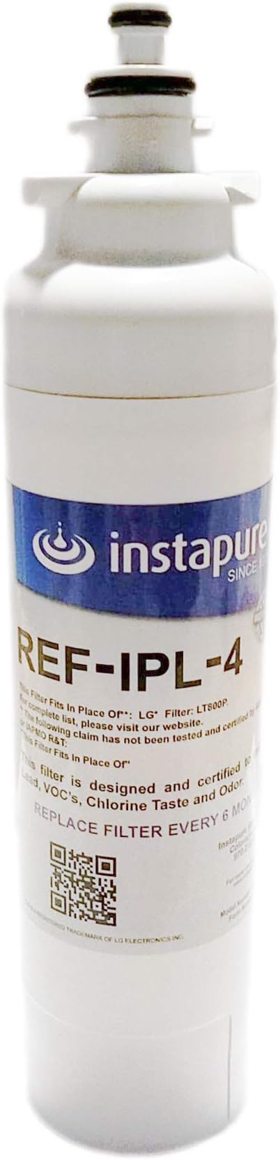 LG® LT800P® Compatible Refrigerator Filter Made in USA by Instapure® NSF/ANSI 42 53 P473 401 Certified for CTO PFOA/PFOS Pharmaceuticals. REF-IPL-4 ULTRA filter fits ADQ73613401 & more