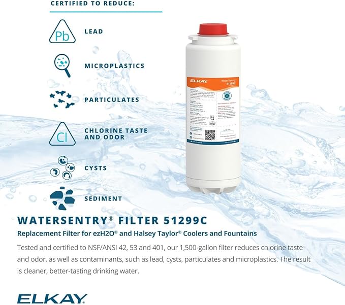 Elkay Genuine WaterSentry 51299C Lead + Microplastics NSF/ANSI Certified Filter (Coolers & Fountains)