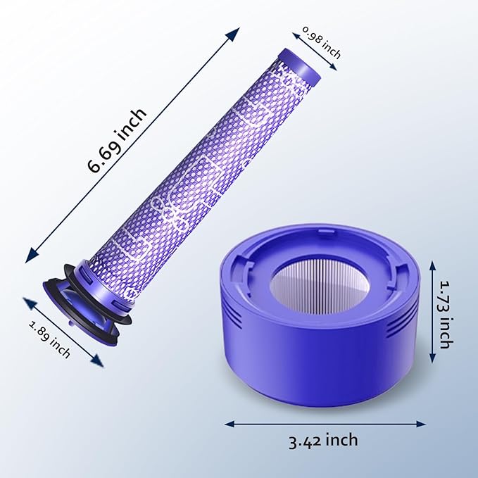 Vacuum Filter Replacement Kit for Dyson V7, V8 Animal, V8 Absolute & SV10 Cordless Vacuum Cleaners, Replaces Part # 965661-01 & 967478-01 (4P)