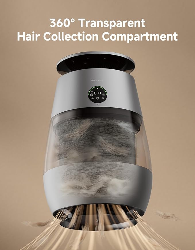 ‌Dreame Pet Air Purifier, 1346 ft² for Home Large Room, NeverChange 5.4-Year Filters for Odor Purification, 360° Visual Collection of Hair, ‌Pet-Friendly Design, APP & Voice Control, AP10-Grey