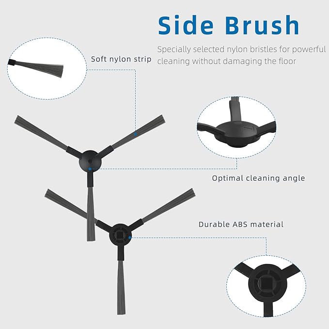 Replacement Parts for MAMNV BR150 BR151 BR152 BR153 BR154 also Fit ZCWA, GTTVO, ONSON, SHELIKI Robotic Cleaners: 4 Side Brushes, 4 HEPA Filters, 2 Mop Pads
