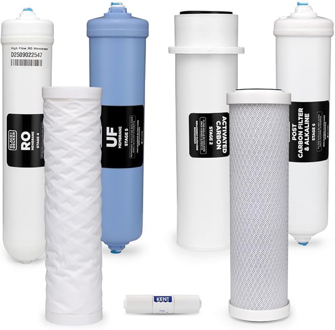 BLACK+DECKER RO 75 Replacement Filter Set, 6-Stage Filtration System, Reduces PFAS, PFOS, Microplastics, 0.0001-μm RO Membrane, NSF/ANSI 58 Certified