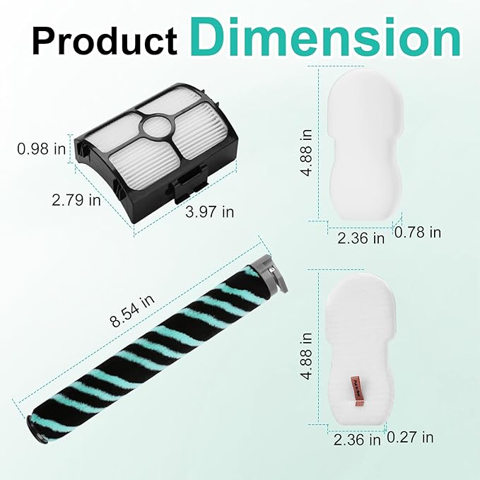 HZ4001AMZ Replacement for Shark HZ4002 Stratos Ultralight Corded Stick Vacuum, Replace part XFFKHZ3000 XHFHZ3000, 1 Roller Brush (for HZ4002, HZ4001AMZ) + 2 HEPA Filter + 4 Foam & Felt Filters