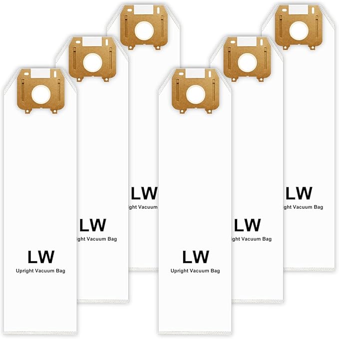 Type LW HEPA Vacuum Bags for Oreck Magnesium Upright, Part # LWPK6OH, LWPK25OH, LWPK3OH, LW100, LW100LR, LW1500, LW1500RS, 83055-01, 6 Pack Odor Fighting Vacuum Cleaner Bags, White