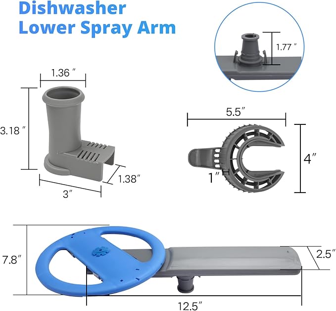 5304507158 Dishwashers Spray Arm Assembly Fit for Frigidaire Dishwashers Lower Wash Arm Assembly with 5304518968 Dishwasher Lower Spray Arm Support and 5304506518 Dishwasher Trap Drain Filter