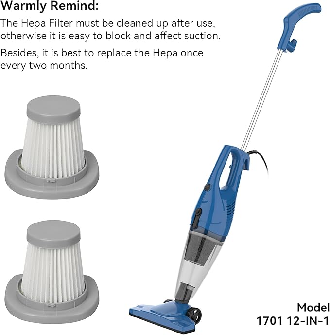 2PCS Hepa Replacement Vacuum Filter ONLY for 1701 Corded Stick Vacuum Cleaner