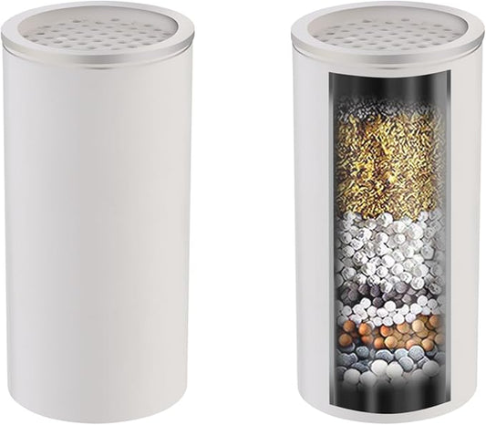 High Pressure Overhead Shower Head Filter Replacement Cartridge | Reduces Chemical & Chlorine | Healthier Hair & Skin | 2 Pack
