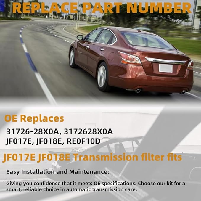 JF017E JF018E RE0F10D Transmission Filter and Gasket Kit - Replaces 31726-28X0A, 3172628X0A - Compatible with Nissan Altima, Rogue, Sentra, Rogue Sport, NV200, Juke, Qashqai & Infiniti QX50 QX55