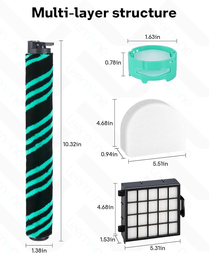 Leemone AZ4002 Replacement Accessories for Shark AZ4000 AZ4000C AZ4002 AZ4002W POWERDETECT Upright Vacuum Cleaner, 1 Brushroll, 2 Filters, 4 Foam & Felt Filters, 4 Odor Neutralizer Cartridges, 12 Pack
