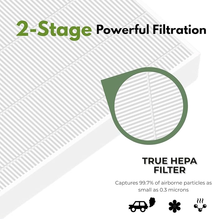 Nispira Replacement HEPA Carbon Filter Set Compatible with Panasonic Air Purifier Models F-ZXHP55Z, F-ZXHD55Z, F-PXH55A, F-VXH50A, F-PXM55A, F-PXH55C, True HEPA + Activated Carbon, 1 Set