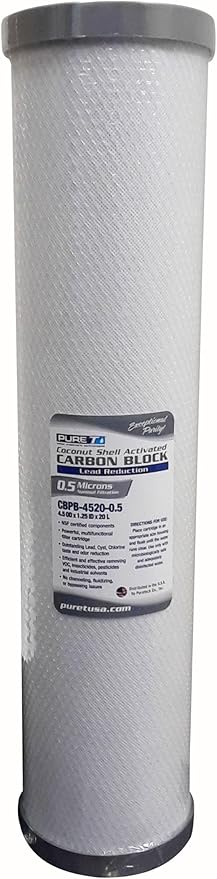 PureT CBPB Lead Reduction Water Filter - NSF Certified - Carbon Block Lead Reduction Filter (.5 u Micron Rated) (4.5" x 20")