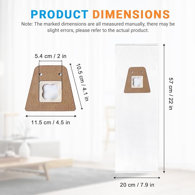 Style ST Vacuum Bags Compatible with Sanitaire Commercial Upright Vacuum Cleaner: S600 SC600 SC678 SC688 SC800 SC888 SC888J SC889 Series, Part# 63213B(8 Pack)