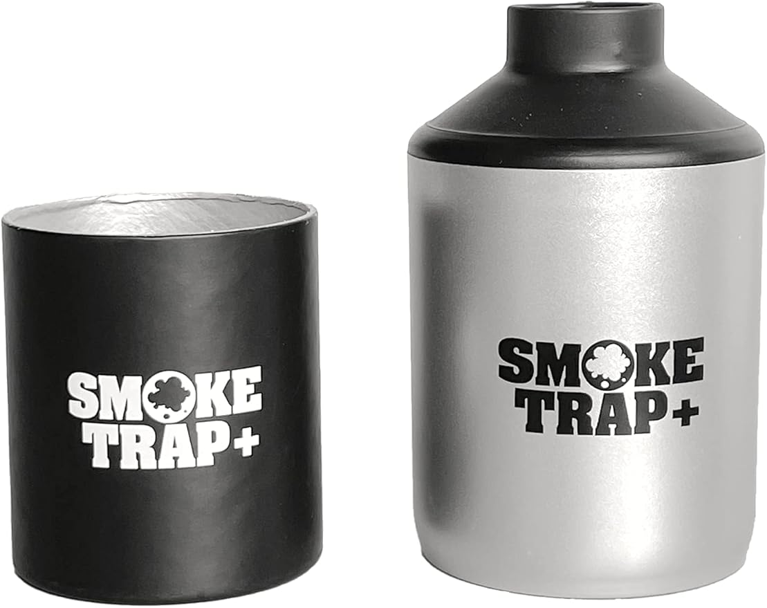 Smoke Trap + | Personal Air Filter (Sploof) - ECO Replaceable Filters - Long Lasting Smoke Filter 500+ Uses with Easy Exhale - Filters Have Zero Plastic Waste - (Silver)