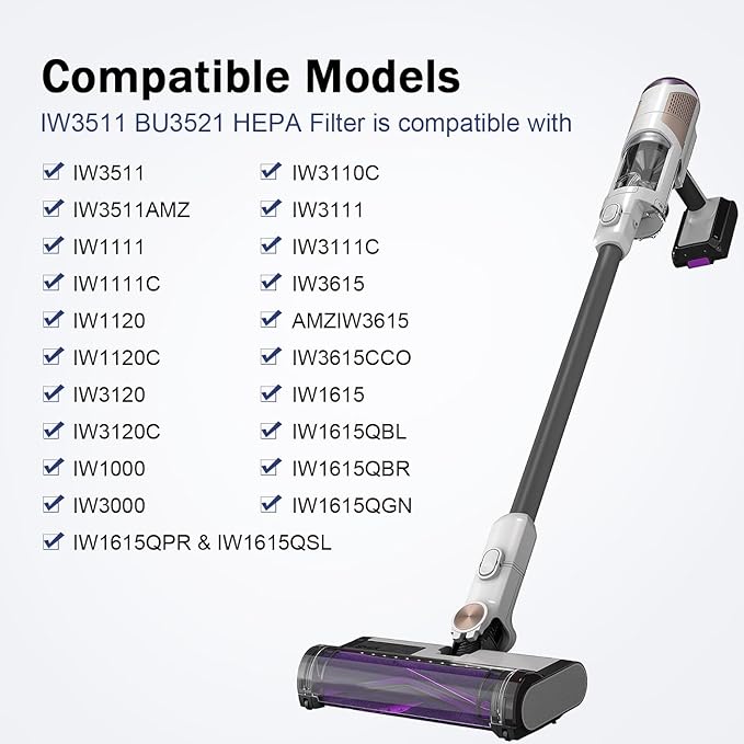 IW3511 BU3521 Filters Replacement Part For Shark IW3511 IW1111 IW1120 Detect Pro Lightweight Cordless Stick Vacuum Cleaner and Shark BU3523 Clean Empty Auto-Empty System Portable Handheld Vacuum,8Pcs