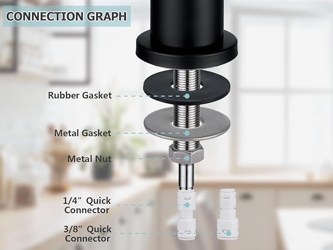Tohlar Drinking Water Faucet for Kitchen Sink, Black Filtered Water Faucets Lead-Free Reverse Osmosis Faucet Water Filtration System 304 Stainless Steel, Matte Black Finish