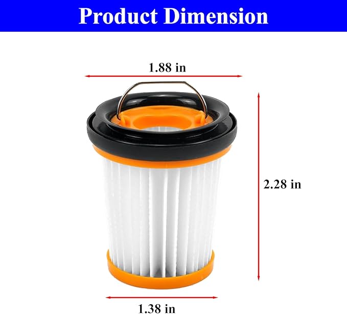 WV201 Filter Replacement for Shark Wandvac ION W1 S87 Handheld Vacuum Filter Replacement WV200, WV201, WV205, WV201BK, WV220, Compare to Part # XHFWV200, 8 Pack Filters and 1 Clean Brush