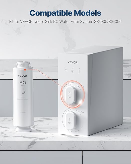 VEVOR Reverse Osmosis Filter, 11-stage Reverse Osmosis Water Filter Replacement, Compatible with SS-005 800 GPD Under Sink Water Filter, 24 Months RO Filter Cartridge, Reduces Lead & Chlorine, Rust
