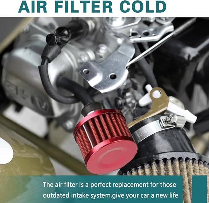 12mm Air Filter Intake Filter Breather, Valve Cover Breather, Mini Universal Motor Cone Cold Clean Air Intake Filter Turbo Vent Breather, Vehicle Engine Air Filters Suitable for Cars Motorcycles