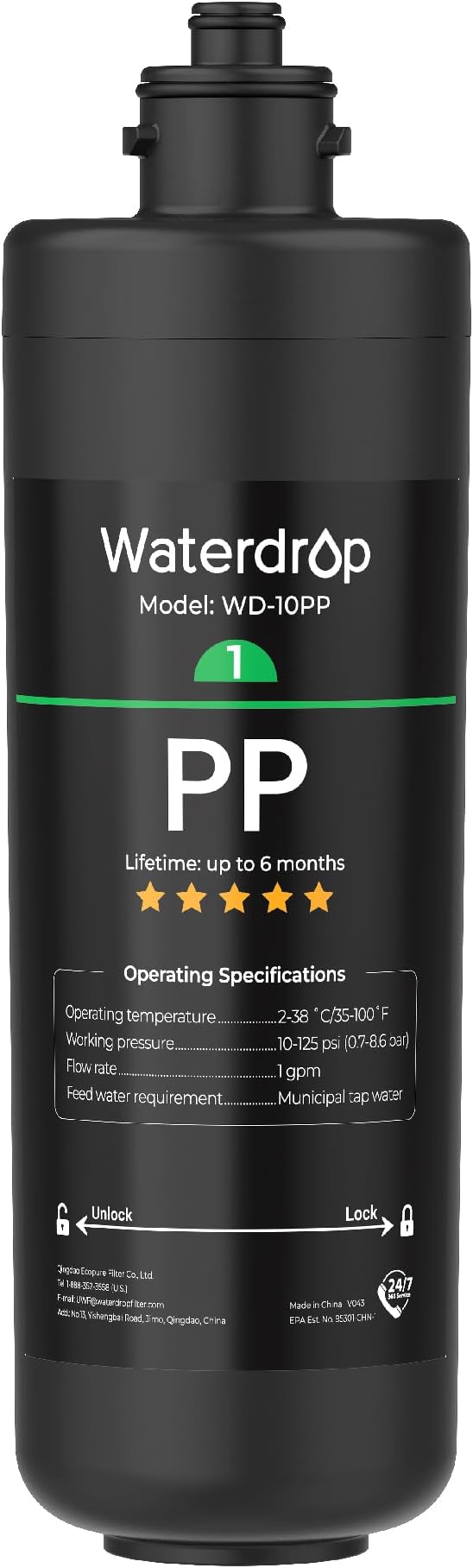 Waterdrop WD-10PP Under Sink Water Filter, Replacement for Waterdrop TSA & TSB &TSB-CM 3-stage Under Sink Water Filter System