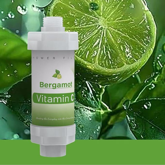 Vitamin C Shower Head Filter for Hard Water Bathroom Accessories Water Filter Replacement Cartridge Remove Chlorine Fluoride Heavy Metals Improves Skin Condition Protects Hair Bergamot Scent