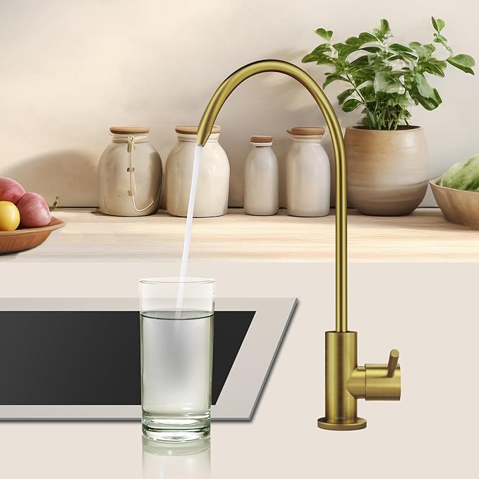 Brass Reverse Osmosis Faucet, Sink Water Filter System, Suitable for Most Reverse Osmosis or Water Filtration Systems, Kitchen bar Sink Drinking Faucet (Gold)