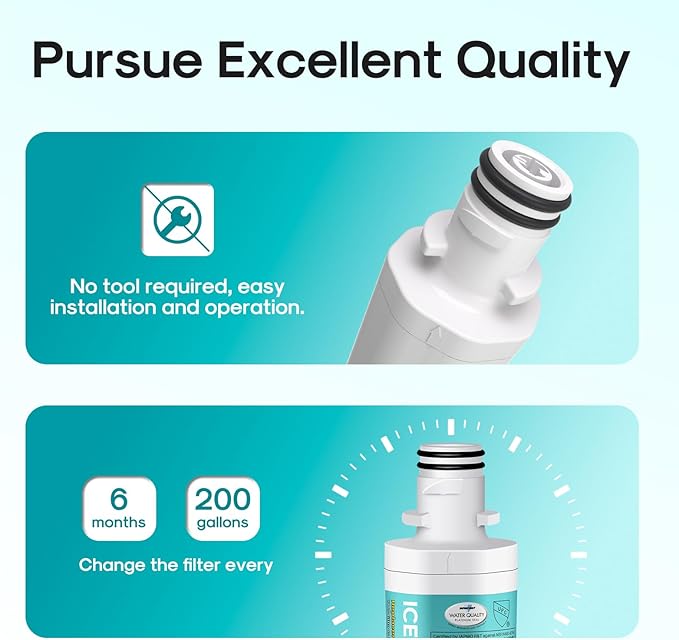 ICEPURE PRO ADQ74793501 NSF/ANSI 401 NSF/ANSI 42Certified Replacement LT1000P, Kenmore Elite 9980, ADQ747935 LT1000PC MDJ64844601 ADQ74793502 LFXS26973S Refrigerator Water and LT120F Air Filter, 4PACK