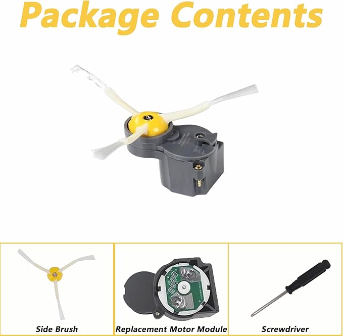 Side Brush Motor with Side Brush for iRobot Roomba 500 600 700 800 900 655 560 Replacement Parts, 1 Side Brush Motor, 1 Side Brush, 1 Screwdriver