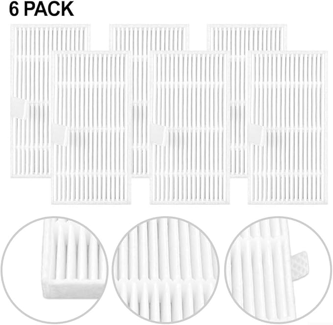 6PCS Robot Vacuum Upright Filters Fit For MAMNV, T7S, For JIKA, T7S, for Teendow, T7S, T12S Robot Vacuum Cleaner Dust Space Central Upright Filters Replacement Parts Accessories