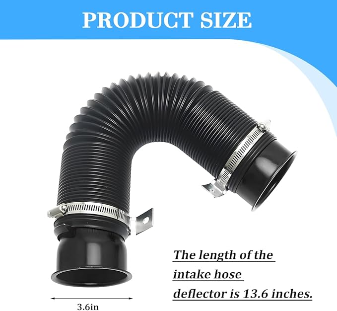 Car 3" Turbine Intake Pipe, 76mm Adjustable Flexible Vehicle Cold Air Turbo Inlet Tube Hose Filter, Automotive Fresh Air Duct Intake Pipe, Universal for Truck SUV Sedan (Black)