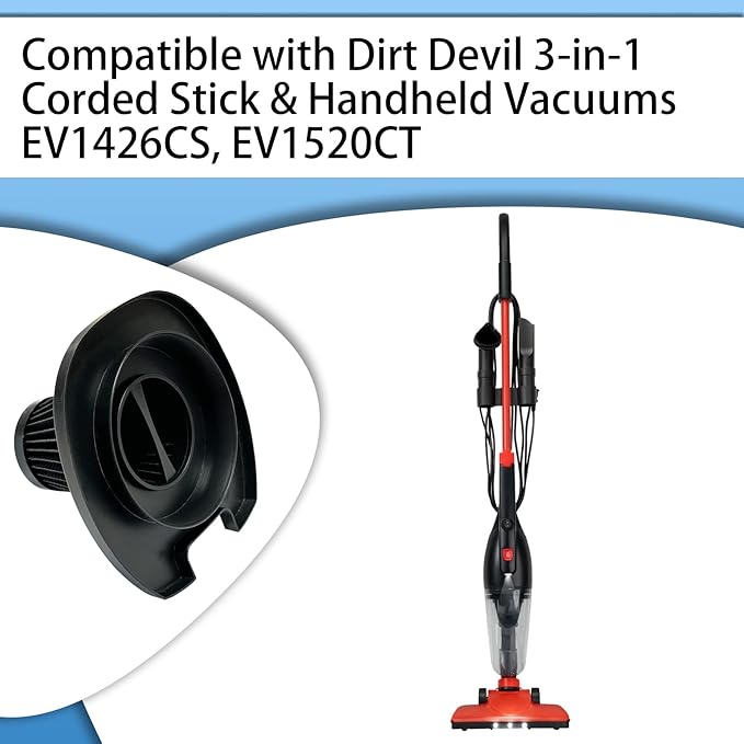 2 Pack HEPA Filters Compatible with Black + Decker and Dirt Devil 3-in-1 Lightweight Corded Upright and Handheld Multi-Surface Vacuum EV1416 and EV1426CS