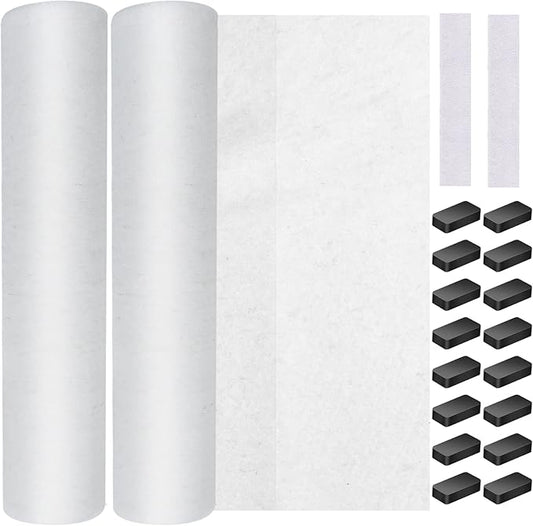 2 Rolls Range Hood Filters, Nonwoven Fabric Range Hood Replacement Filter with Adhesive Strips and Magnetic Block, Anti Oil Filter Paper for Kitchen（10 m Per Roll, White)