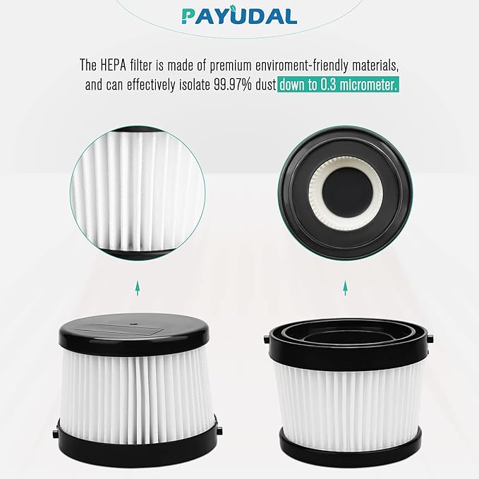 2 Packs DCV501HB DCV5011H Replacement HEPA Filters. Compatible With DEWALT 20V Vacuum Cordless Handheld Vacuum Filters. Compared to Part DCV5011H DCV501HB Filter. Washable And Reusable Kits.