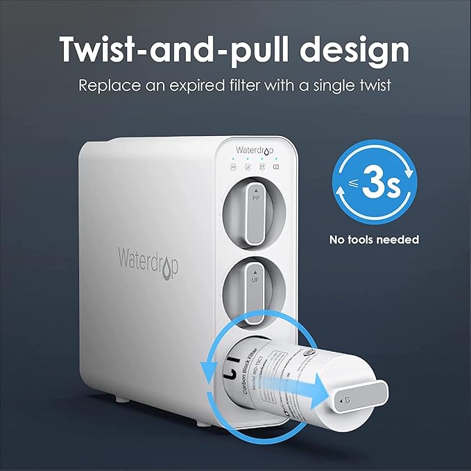 Waterdrop 2TSPP, TSUF, TSCT Under Sink Water Filter, Replacement for Waterdrop TSU Ultra-Filtration Under Sink Water Filter System