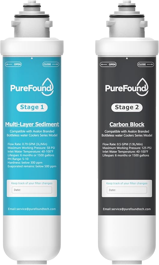 2 Stage Replacement Filters Compatible with All Avalon Bottleless Water Coolers Filters, 1500 Gallons, 2 Count（1 Set）