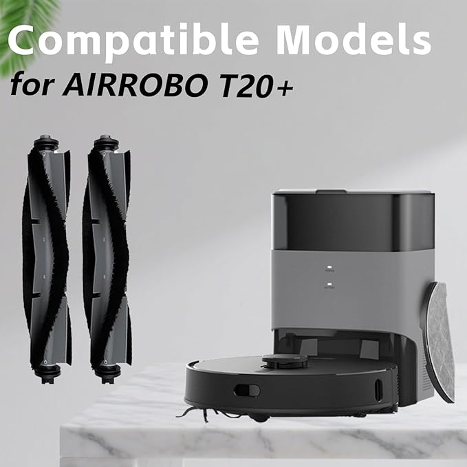 Main Roller Brush Accessories for AIRROBO T20+ Robot Robotic Vacuums, for AIRROBO T20+ Main Brush Replacement Part 2Pcs