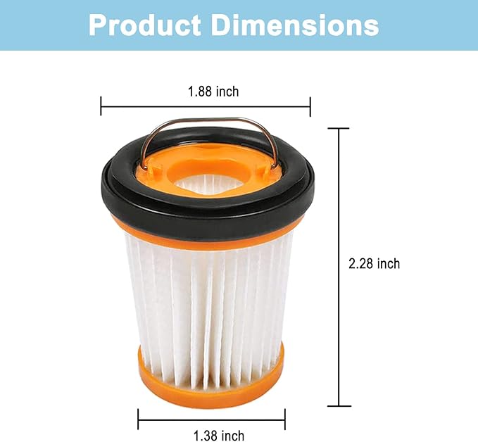10 Pack WV201BK Vacuum Filters Replacement for Shark Wandvac ION W1 S87 Cordless Handheld Vacuum WV200, WV201, WV205, WV220 Handheld Vacuum, 10 Pack Vacuum Filters, Compare to Part # XHFWV200