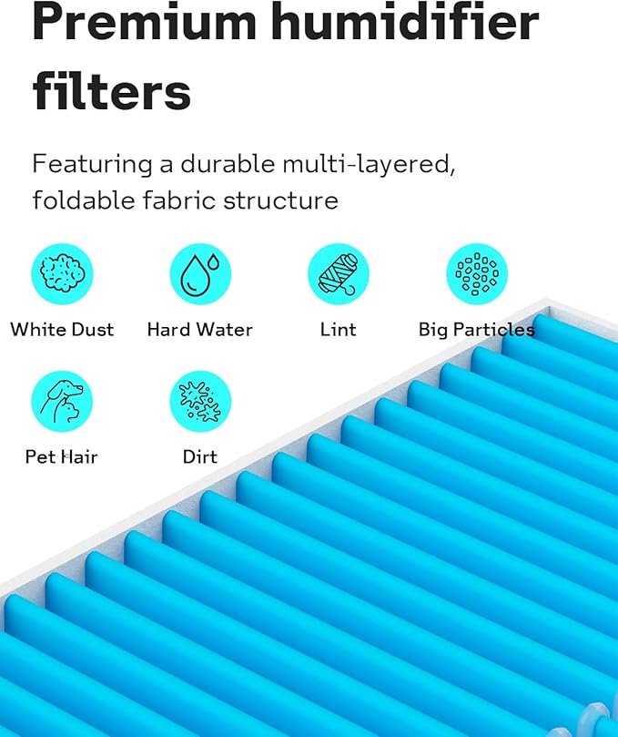 Leemone 16-Pack 6000S Humidifier Wick Filter Replacement for LEVOIT Superior 6000S Smart Evaporative Humidifier, Effectively Capture Large Particles and Minerals