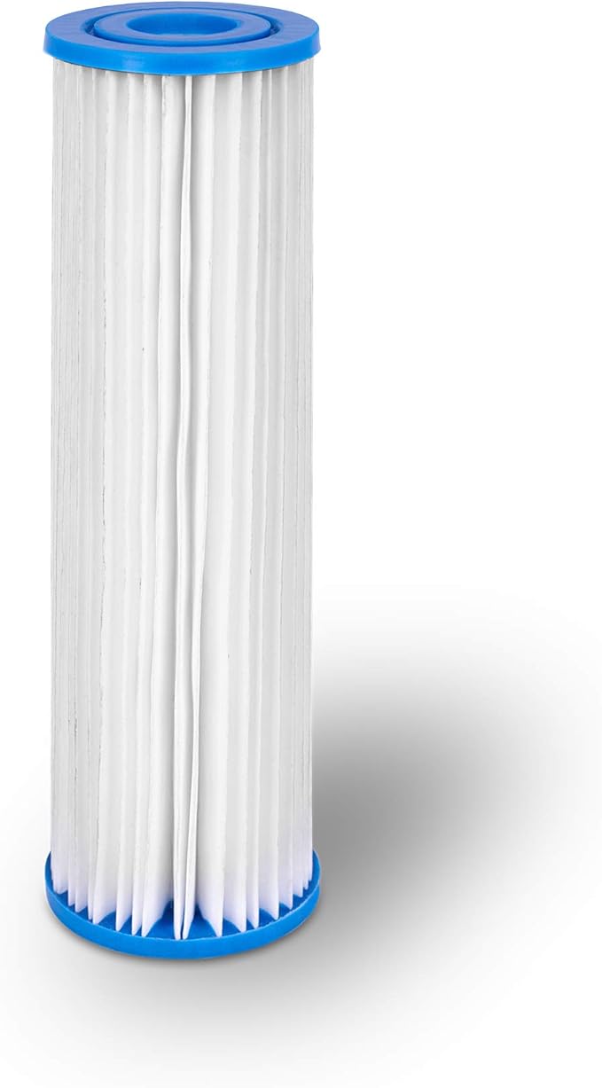 Pleated Sediment Water Filter Cartridge 9.87”x 2.5” Amplified Surface Area, Removes Sand, Dirt, Rust, Extended Filter Life WELL-MATCHED with WHKF-WHPL, 801-50, WB-50W, WFPFC3002, SPC-25-1050